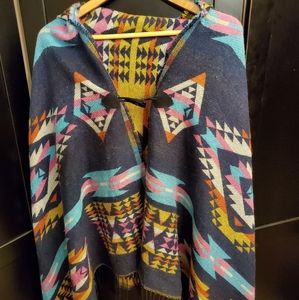 Aztec print poncho